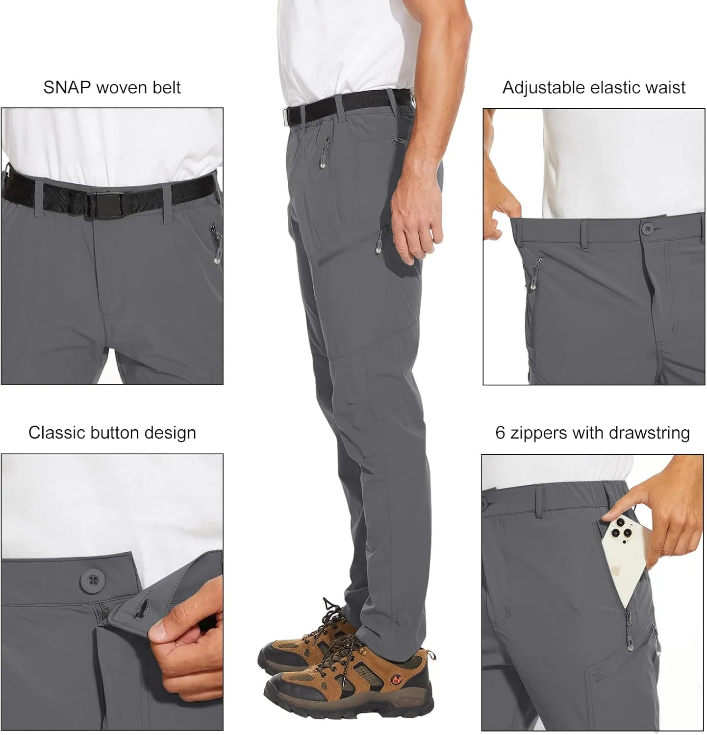Arunlluta Hiking Pants for Men, Hiking Travel Pants Water-Resistant Mens Work Pants Stretch Quick Dry Lightweight