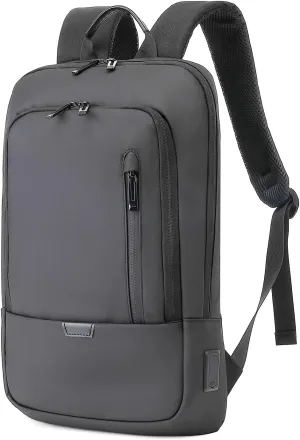 AUGUR Business Slim Backpack for Men Women 15.6 inch Water Resistant Laptop Backpack with USB Charger Computer Notebooks Lightweight Small Backpacks For School/Travel/Business/Work/College Bag