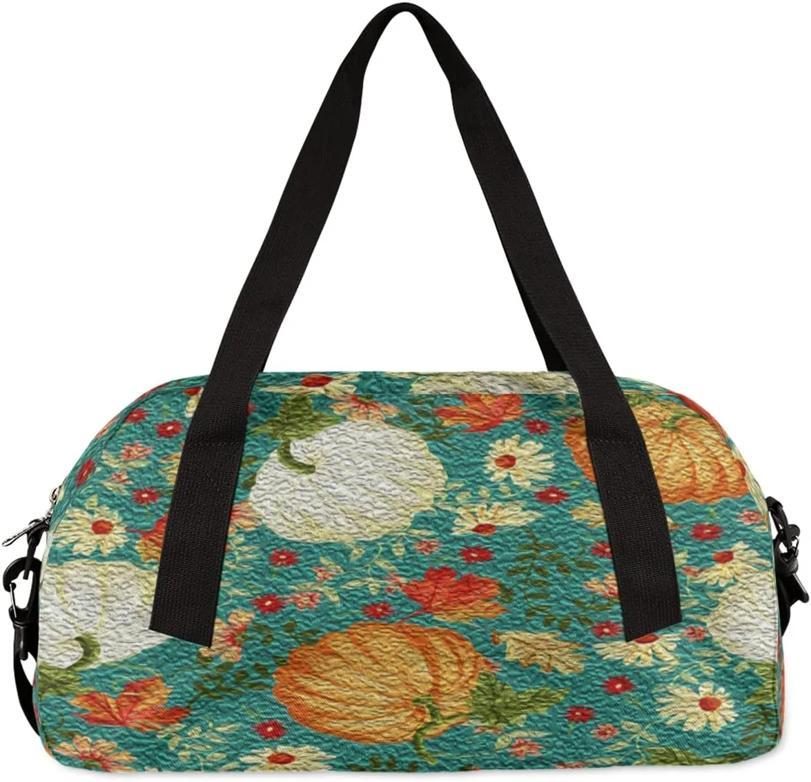 Autumn Pumpkins Thanksgiving Leaves Flowers Kids Duffel Bag for Girls Boys Teens, Oil Painting Dance Bag Overnight Small Duffel Bag Carry On Weekend Sports Gym Travel Bag for School Practice Gymnastics Ballet