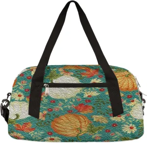 Autumn Pumpkins Thanksgiving Leaves Flowers Kids Duffel Bag for Girls Boys Teens, Oil Painting Dance Bag Overnight Small Duffel Bag Carry On Weekend Sports Gym Travel Bag for School Practice Gymnastics Ballet