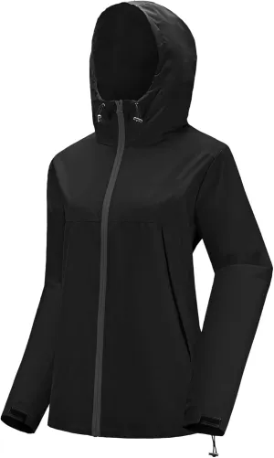 Avoogue Rain Jacket Women Waterproof Lightweight Raincoat Lined Outdoor Hooded Windbreaker