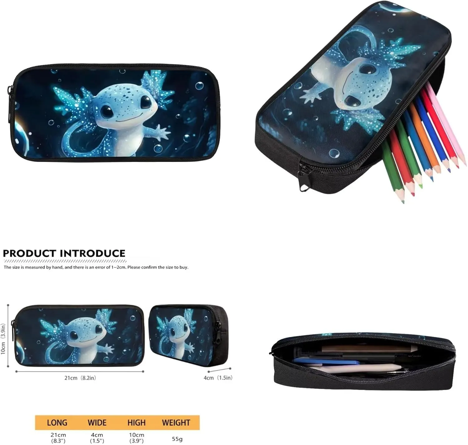 Axolotl Backpack with Lunchbox Polyester Kids School Bags for Boys 4 To 6 Versatile Bookbag Set for Primary School Travel Daypack Book Bag