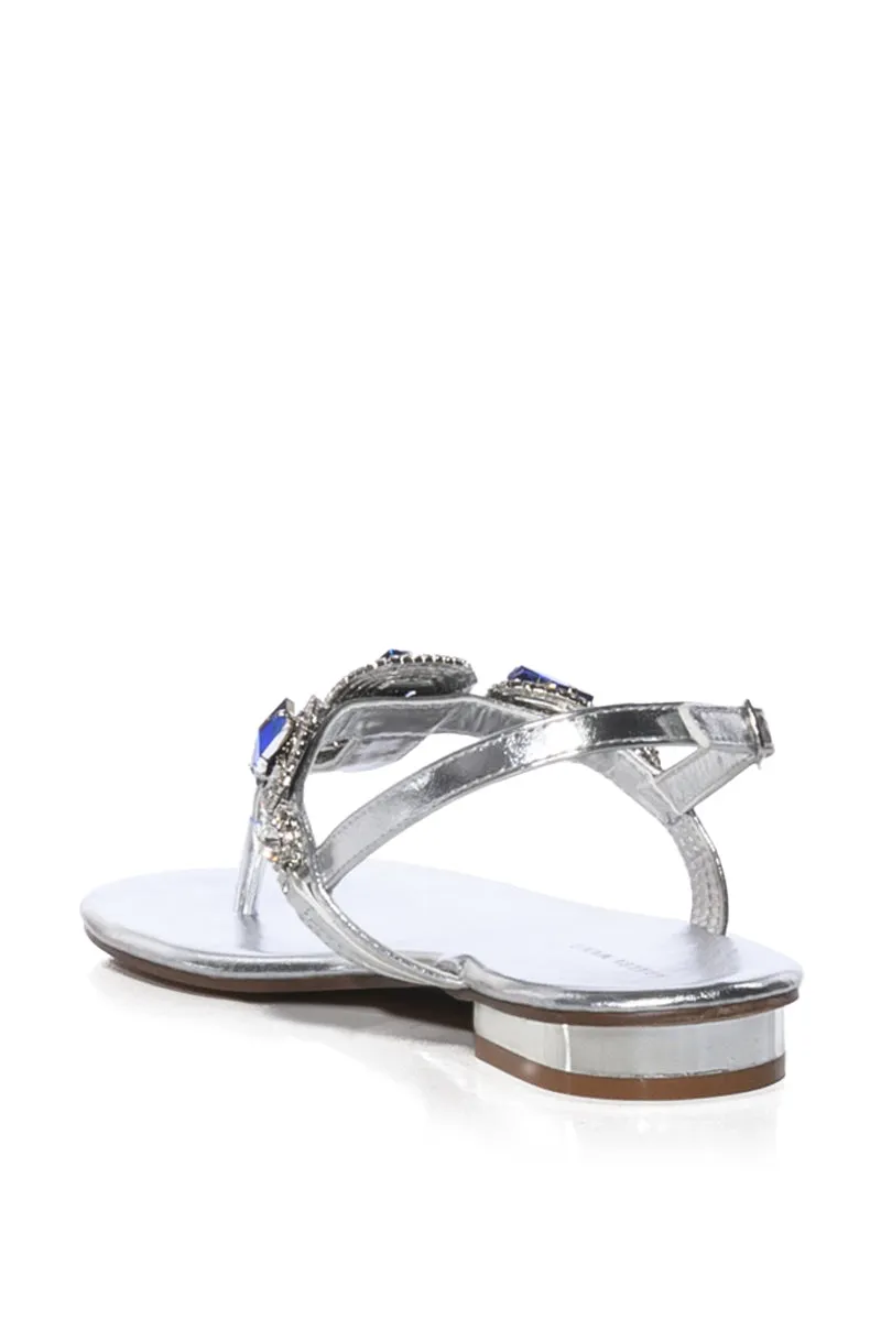 AZALEA WANG OKI EMBELLISHED SANDAL IN SILVER