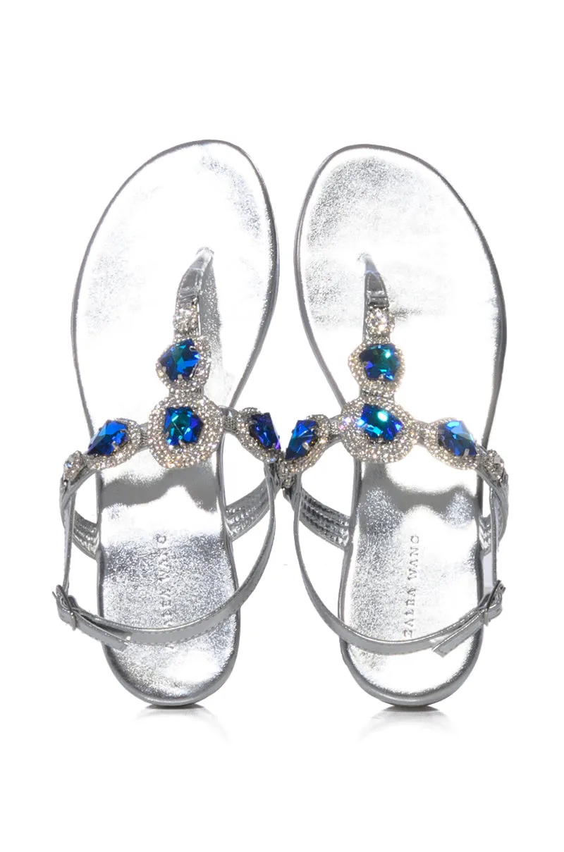 AZALEA WANG OKI EMBELLISHED SANDAL IN SILVER