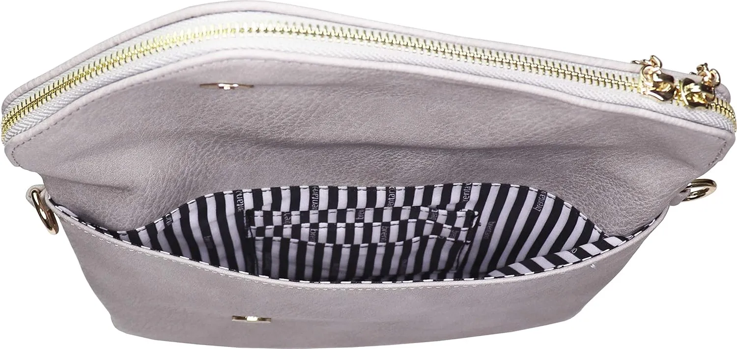 B BRENTANO Fold-Over Envelope Wristlet Clutch Crossbody Bag with Tassel Accents