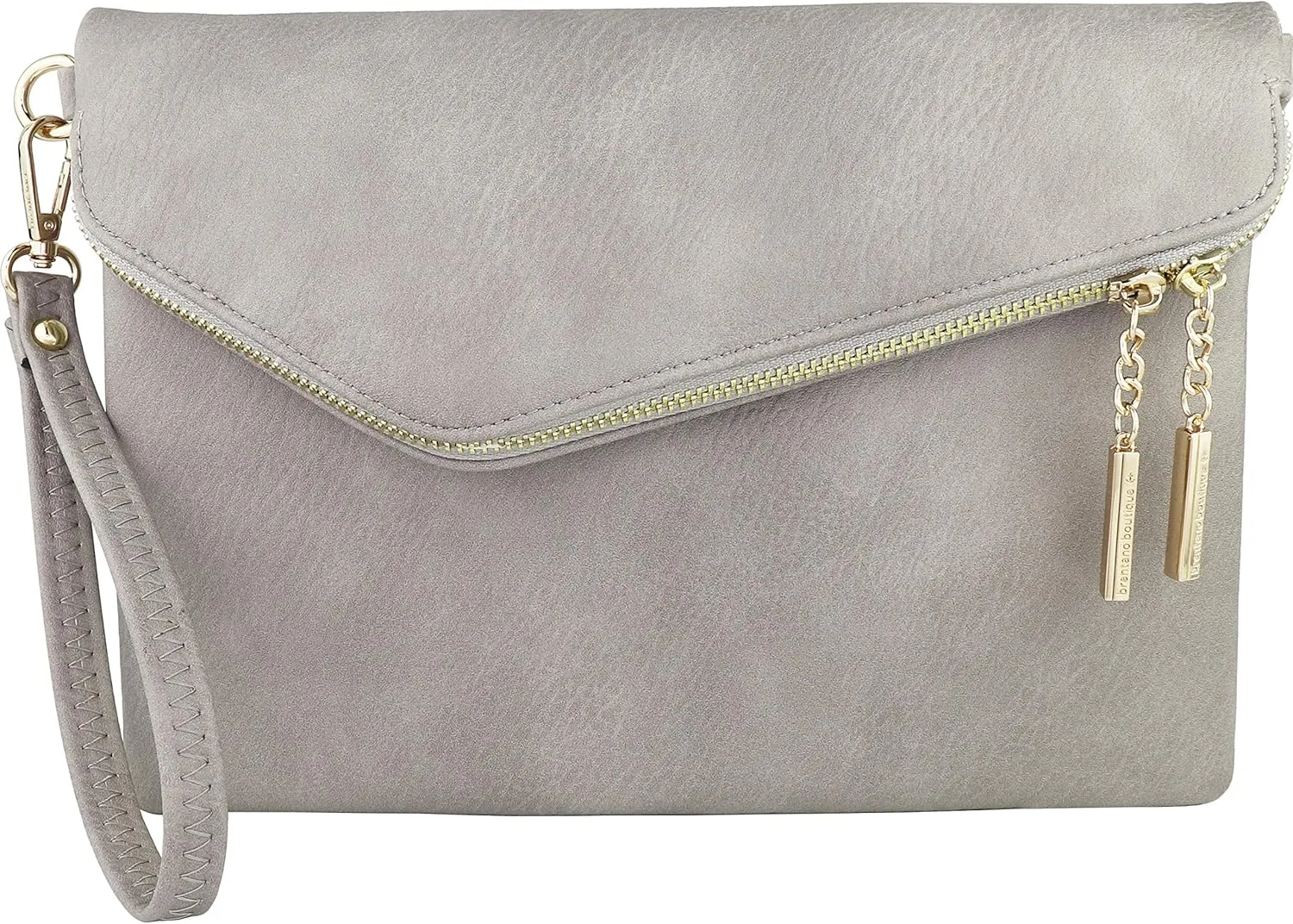 B BRENTANO Fold-Over Envelope Wristlet Clutch Crossbody Bag with Tassel Accents