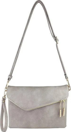 B BRENTANO Fold-Over Envelope Wristlet Clutch Crossbody Bag with Tassel Accents