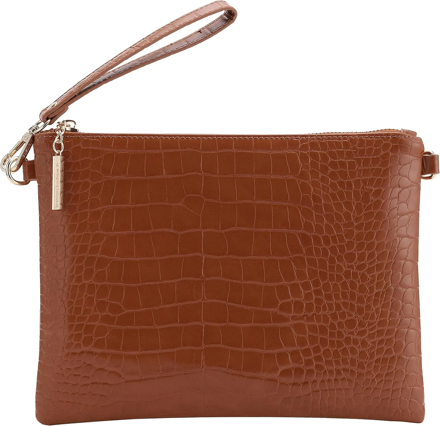 B BRENTANO Vegan Clutch Bag Pouch with removable wristlet and two size metal chain