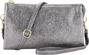 B BRENTANO Vegan Leather Multi-Pocket Crossbody Purse/Clutch with Card Slots, Removable Wristlet & Adjustable Shoulder Strap