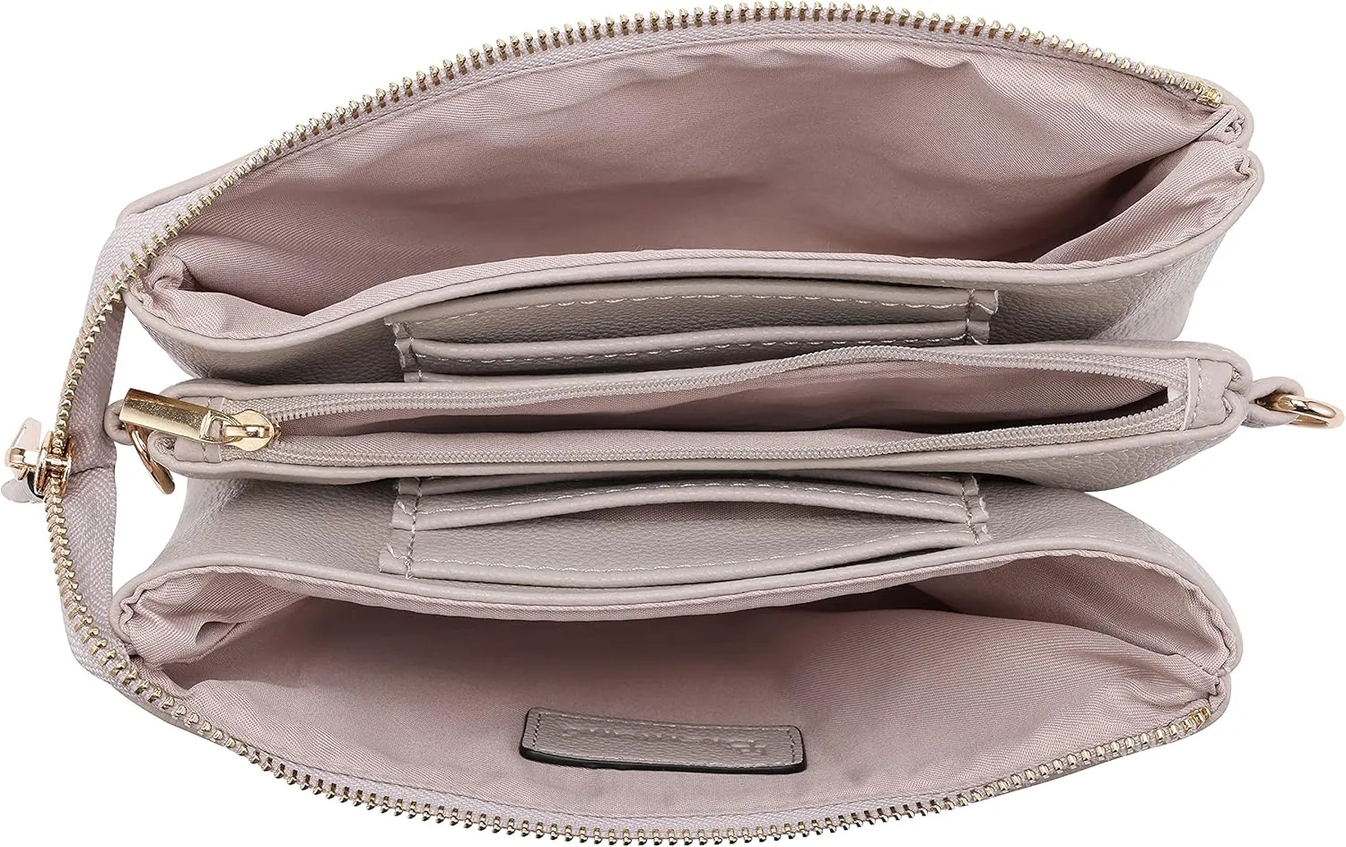 B BRENTANO Vegan Leather Multi-Pocket Crossbody Purse/Clutch with Card Slots, Removable Wristlet & Adjustable Shoulder Strap