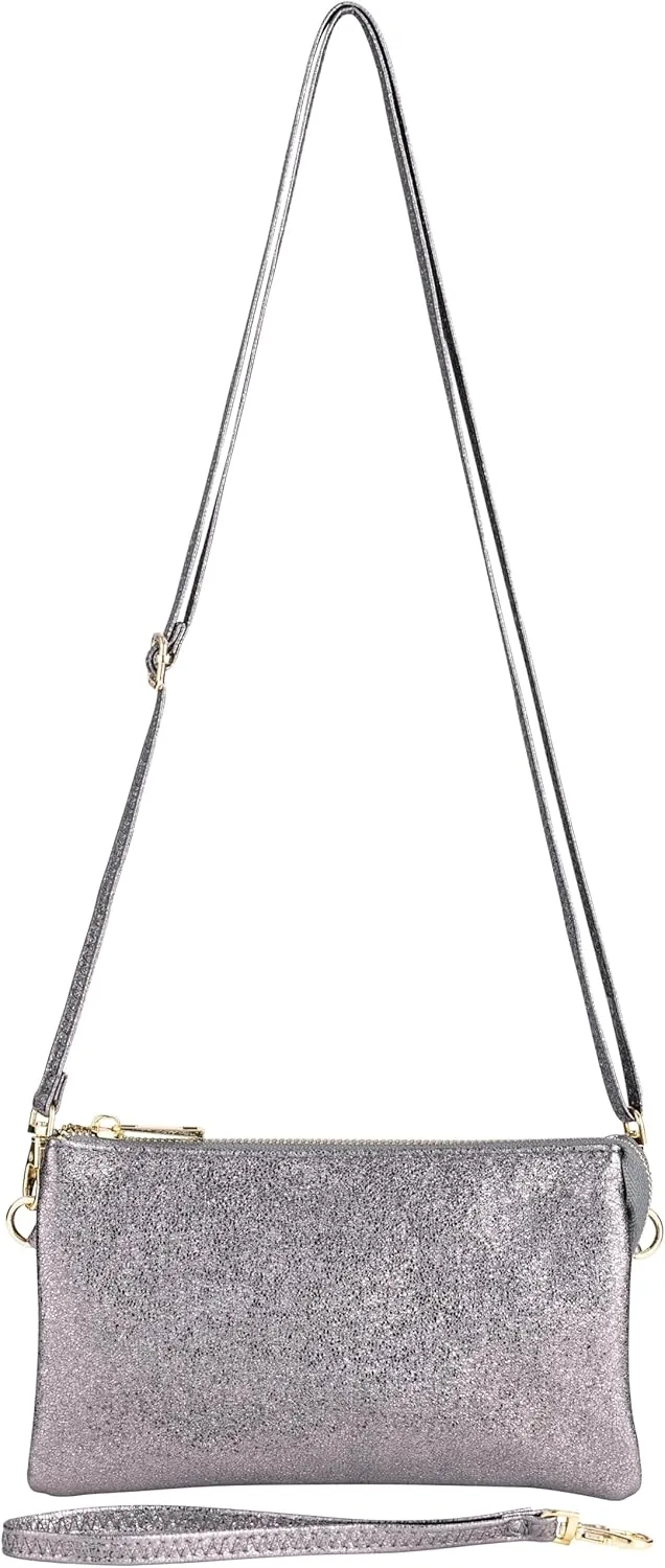 B BRENTANO Vegan Leather Multi-Pocket Crossbody Purse/Clutch with Card Slots, Removable Wristlet & Adjustable Shoulder Strap