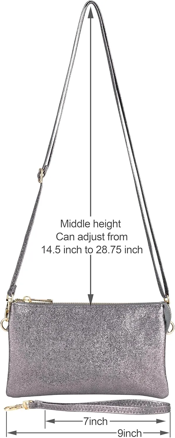 B BRENTANO Vegan Leather Multi-Pocket Crossbody Purse/Clutch with Card Slots, Removable Wristlet & Adjustable Shoulder Strap