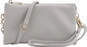 B BRENTANO Vegan Leather Multi-Pocket Crossbody Purse/Clutch with Card Slots, Removable Wristlet & Adjustable Shoulder Strap