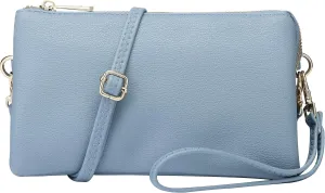B BRENTANO Vegan Leather Multi-Pocket Crossbody Purse/Clutch with Card Slots, Removable Wristlet & Adjustable Shoulder Strap