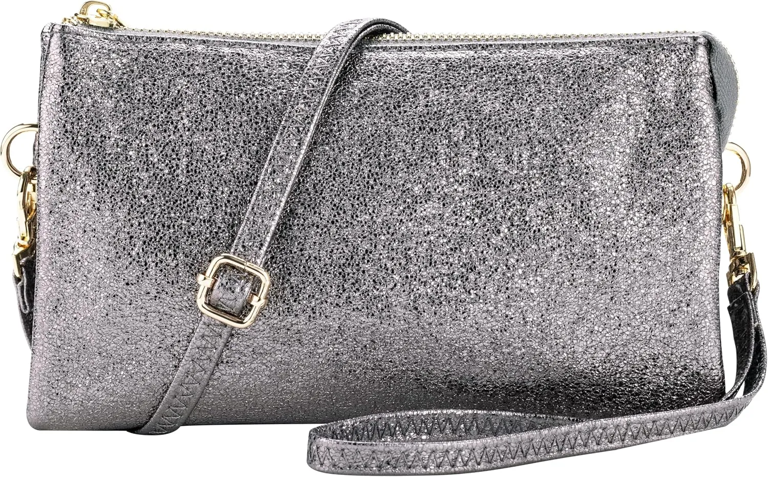 B BRENTANO Vegan Leather Multi-Pocket Crossbody Purse/Clutch with Card Slots, Removable Wristlet & Adjustable Shoulder Strap