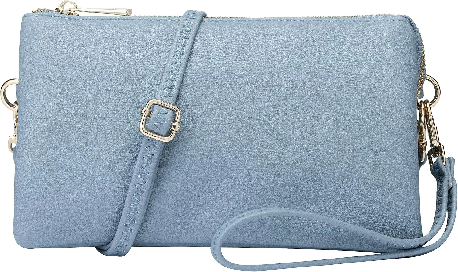 B BRENTANO Vegan Leather Multi-Pocket Crossbody Purse/Clutch with Card Slots, Removable Wristlet & Adjustable Shoulder Strap