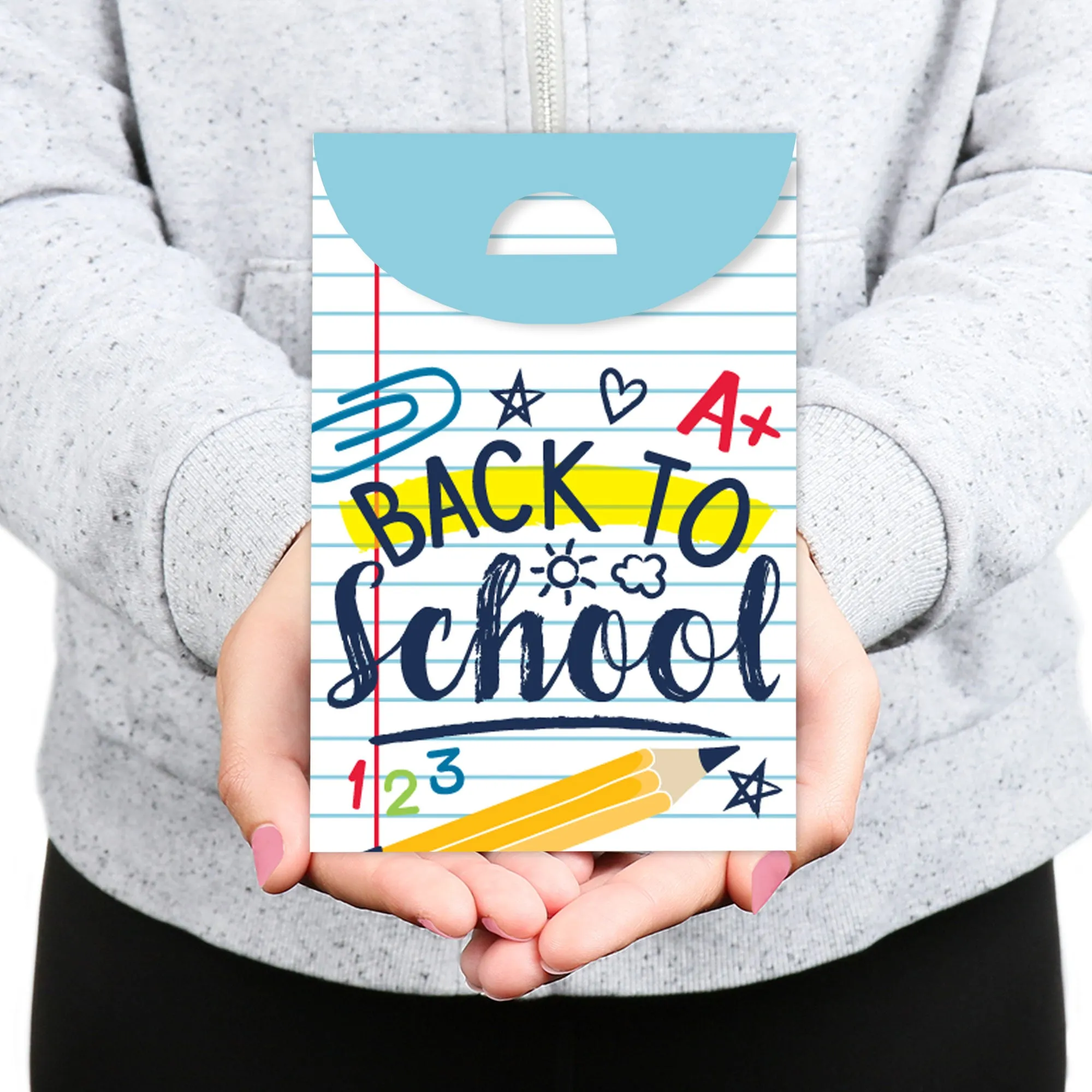 Back to School - First Day of School Classroom Gift Favor Bags - Party Goodie Boxes - Set of 12