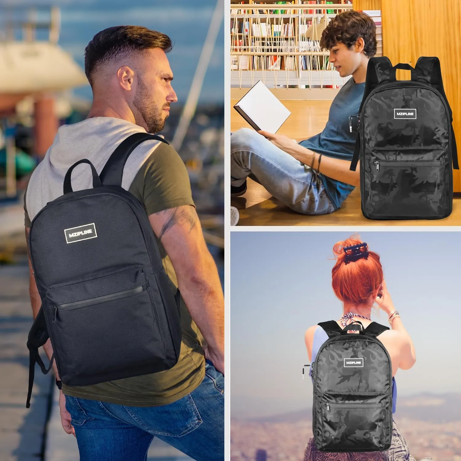 Backpack Bag With Lock - Activated Carbon Fiber Lining - Water Resistant,Anti Theft Laptop Daypack for Men & Women Travel (Camo Burgandy)