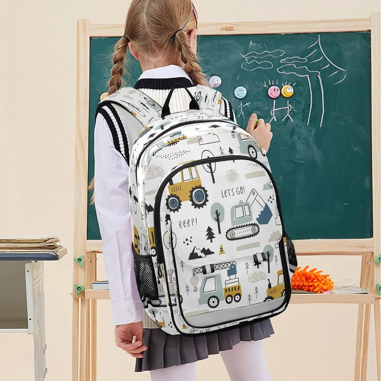 Backpack Bookbag School Bag Travel Bag Childish Truck Excavator for Girls Boys Teen