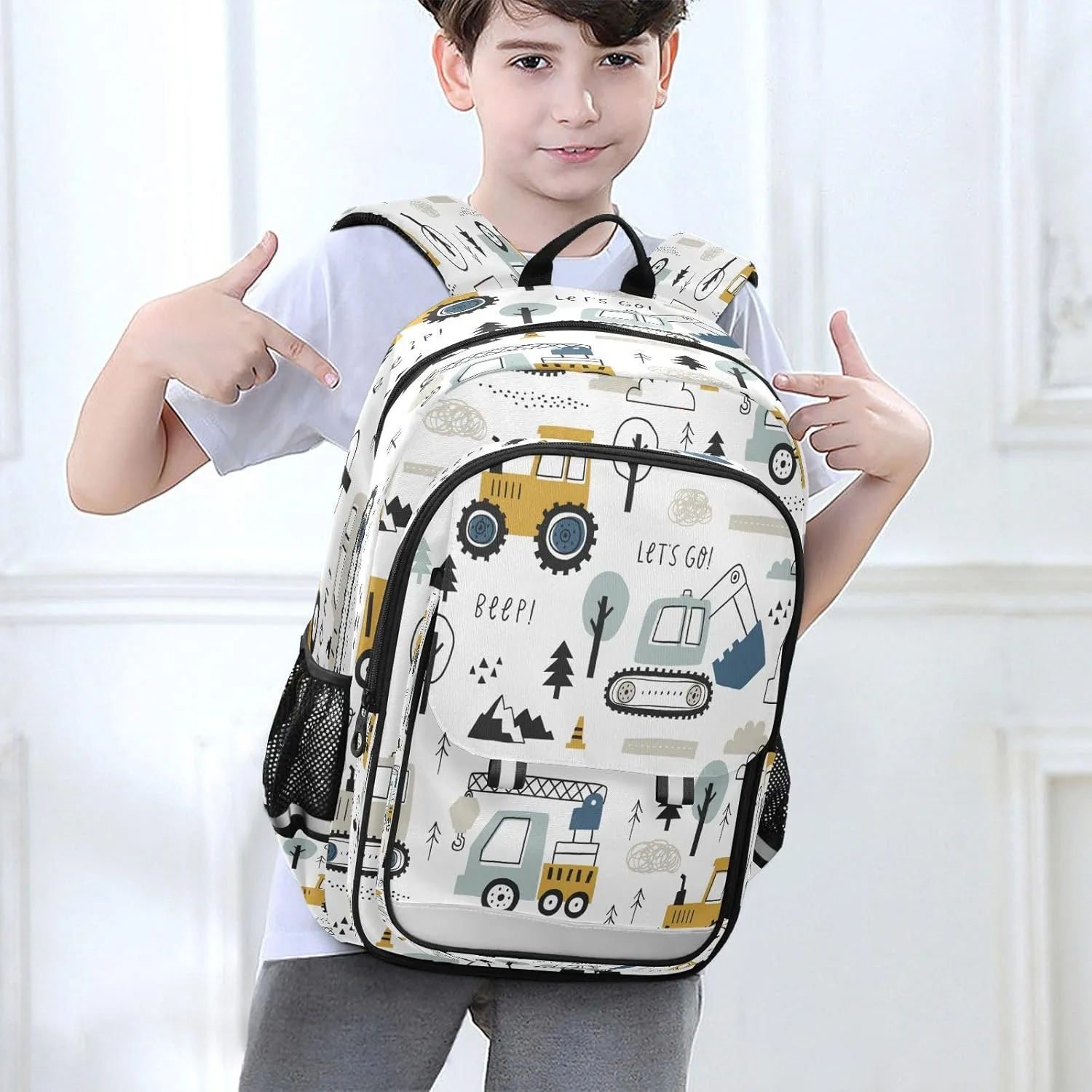 Backpack Bookbag School Bag Travel Bag Childish Truck Excavator for Girls Boys Teen