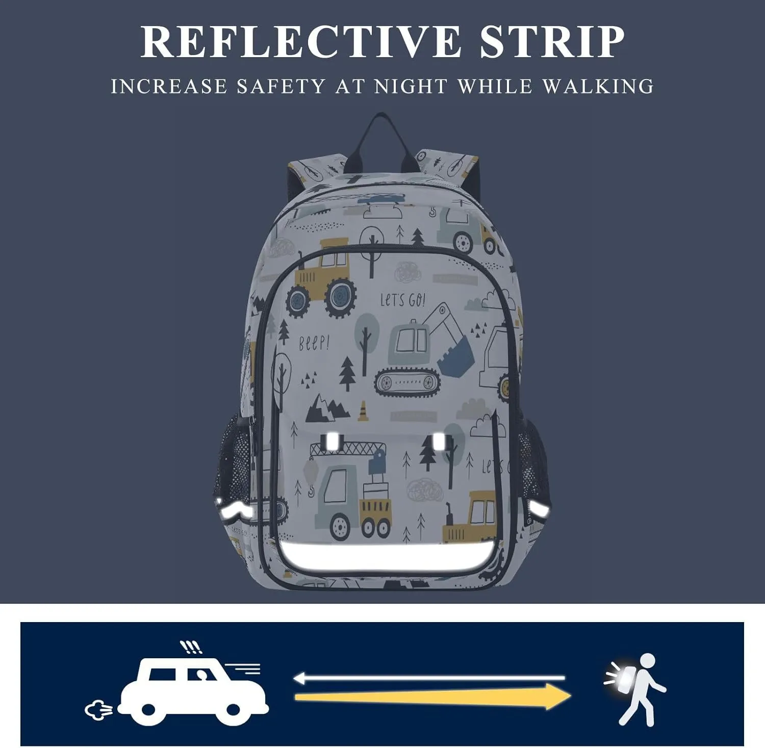 Backpack Bookbag School Bag Travel Bag Childish Truck Excavator for Girls Boys Teen