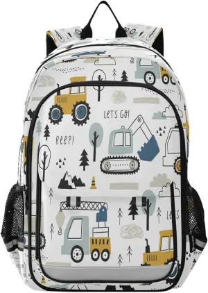 Backpack Bookbag School Bag Travel Bag Childish Truck Excavator for Girls Boys Teen