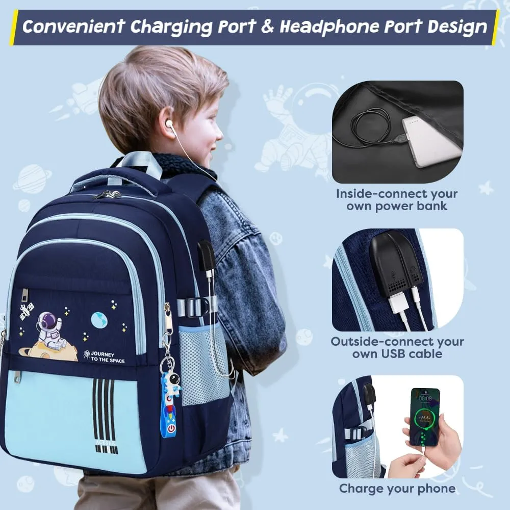 Backpack for Boys - Boy Backpack Schoolbag for Boys Kids Children Teens Girls Elementary Middle School Bags, Waterproof Lightweight Kids Bookbag Backpacks Casual Daypack with Lunch Bag Set