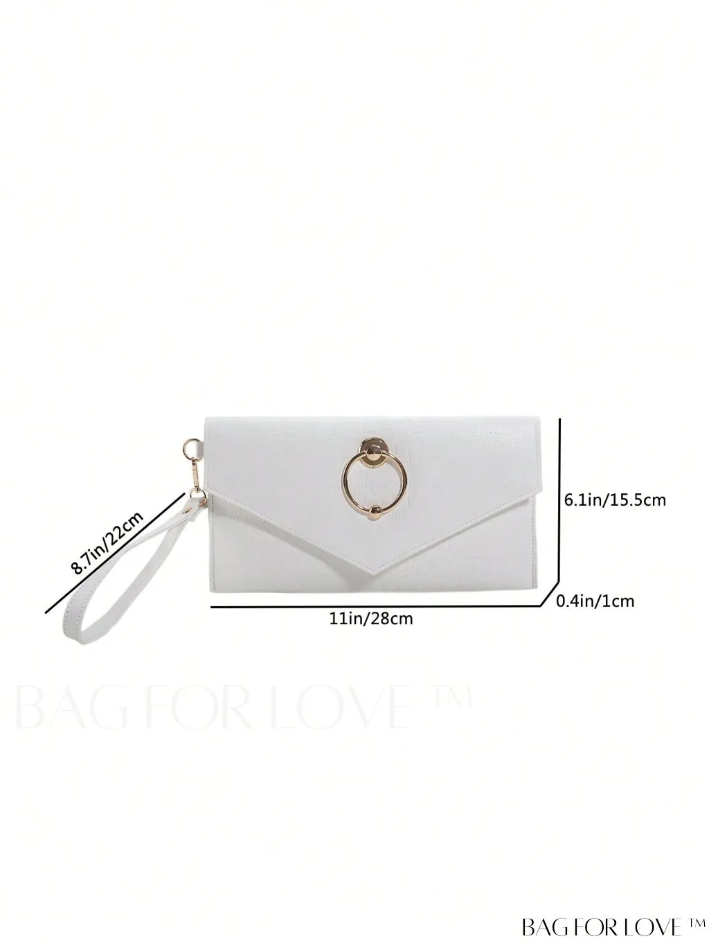 BagForLove - Compact Crocodile Embossed Envelope Bag with Metal Decor - Ideal for Daily Use