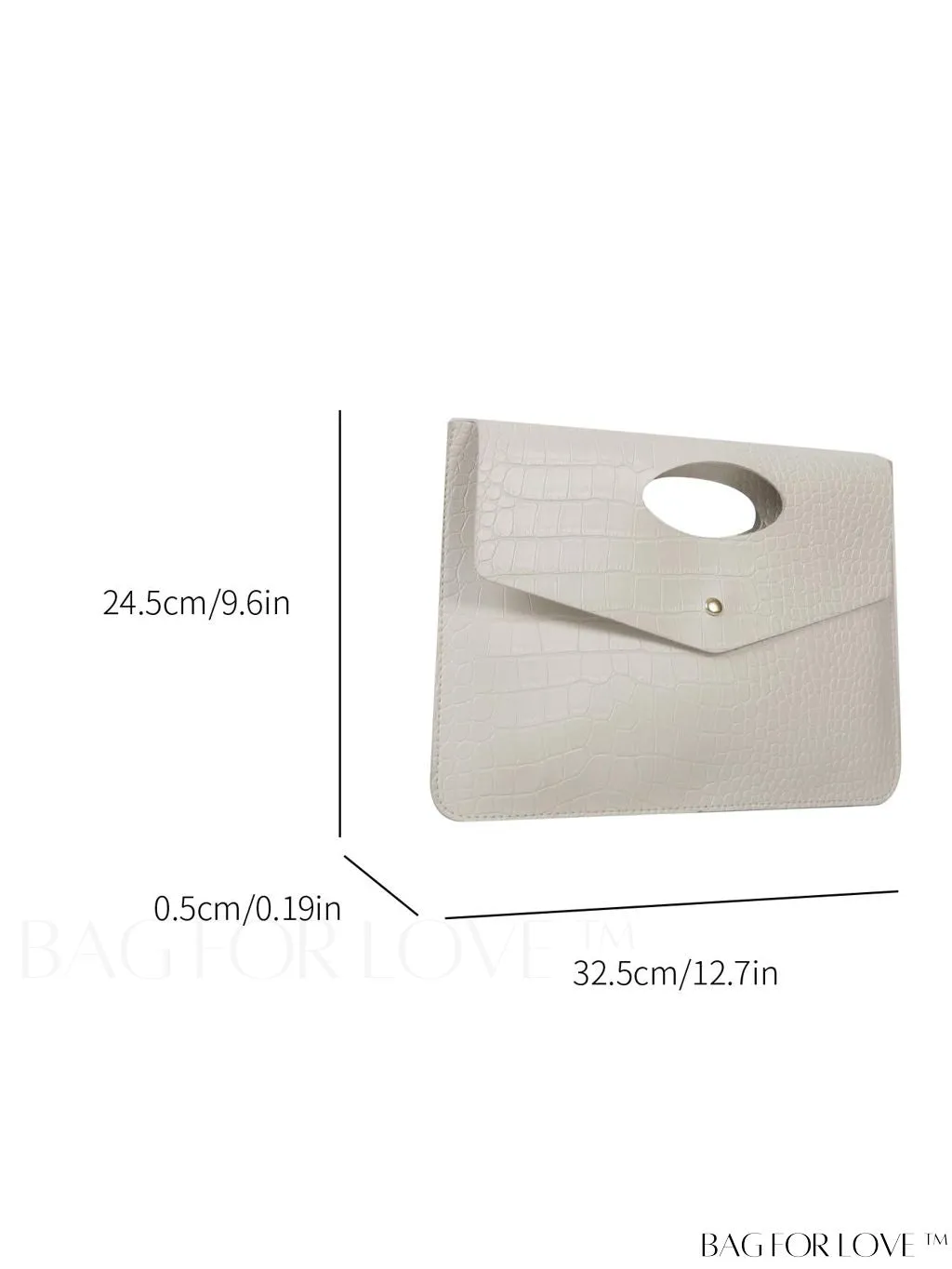 BagForLove - Elegant Crocodile Embossed White Flap PU Envelope Bag