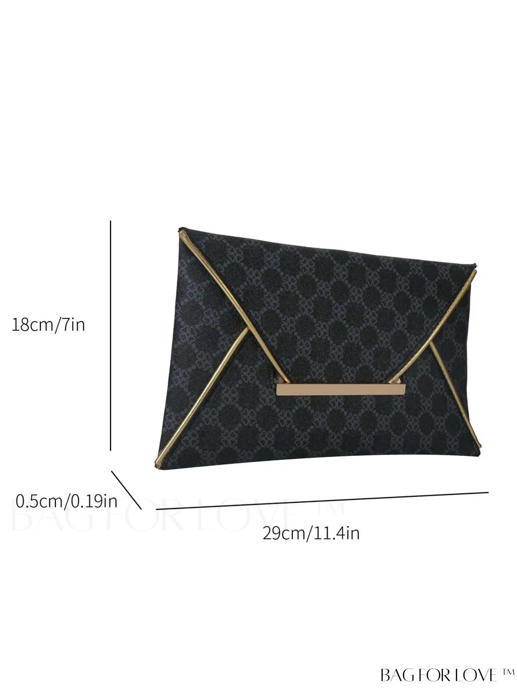 BagForLove - Stylish Envelope Bag with Geometric Pattern, Metal Decor, and Contrast Binding