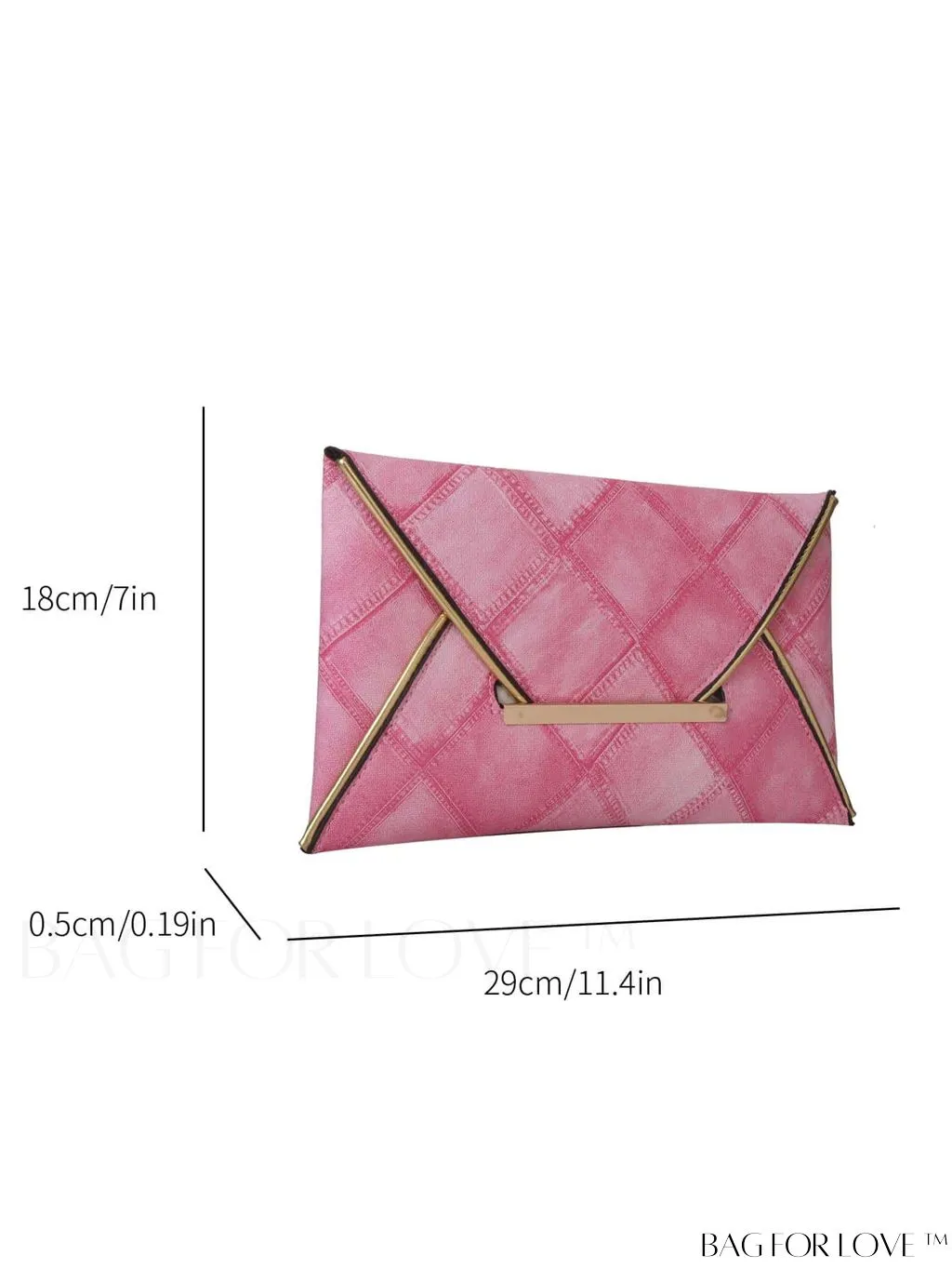 BagForLove - Stylish Envelope Bag with Geometric Pattern, Metal Decor, and Contrast Binding