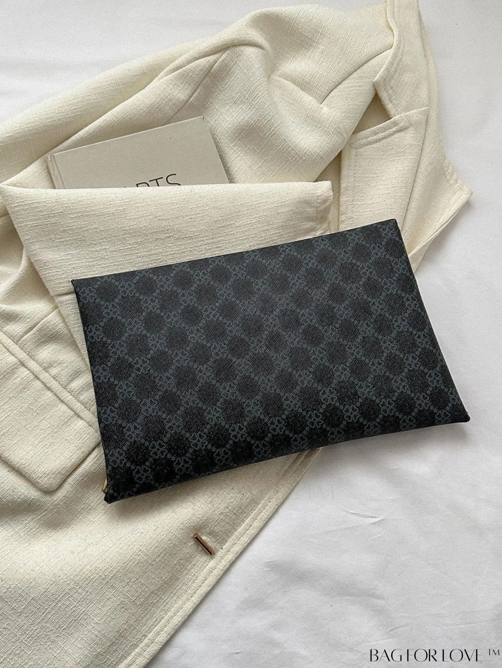 BagForLove - Stylish Envelope Bag with Geometric Pattern, Metal Decor, and Contrast Binding