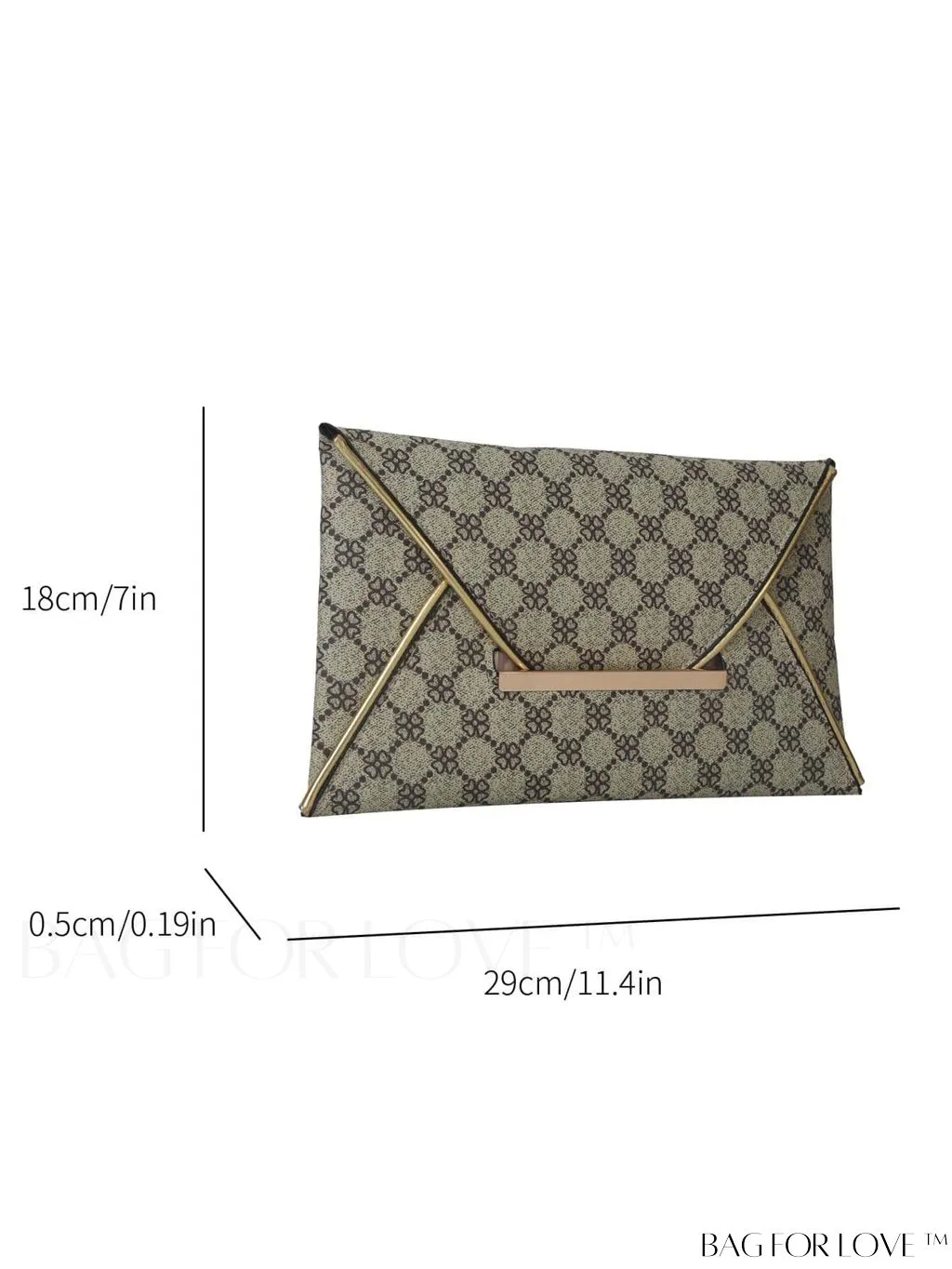 BagForLove - Stylish Envelope Bag with Geometric Pattern, Metal Decor, and Contrast Binding