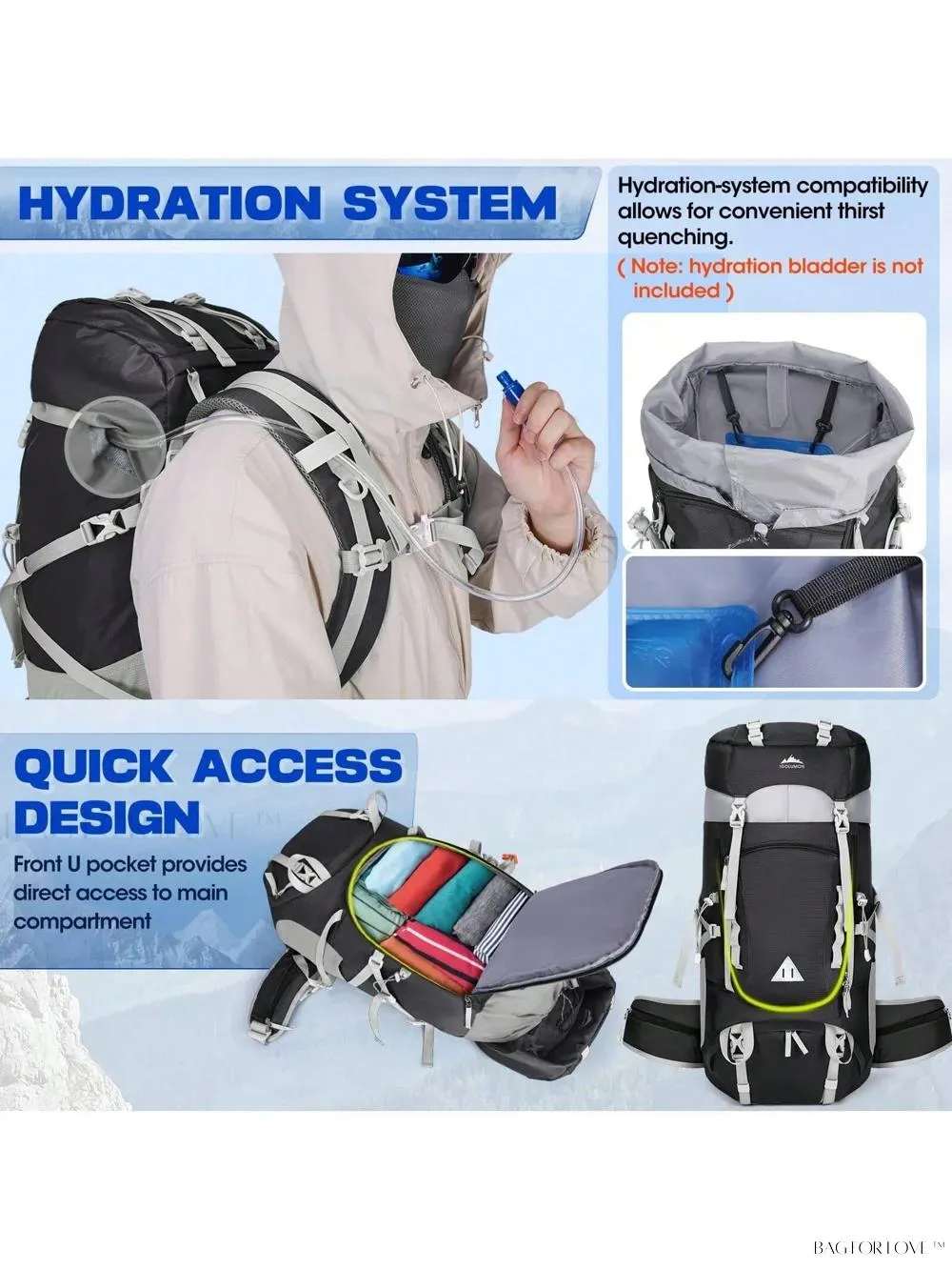 BagForLove - Ultimate Adventure Companion 60L Water Resistant Backpack