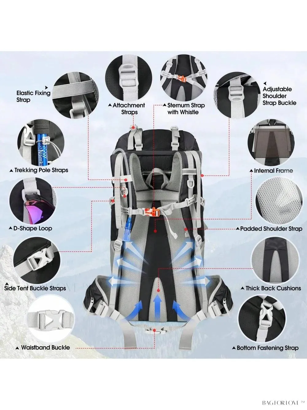 BagForLove - Ultimate Adventure Companion 60L Water Resistant Backpack