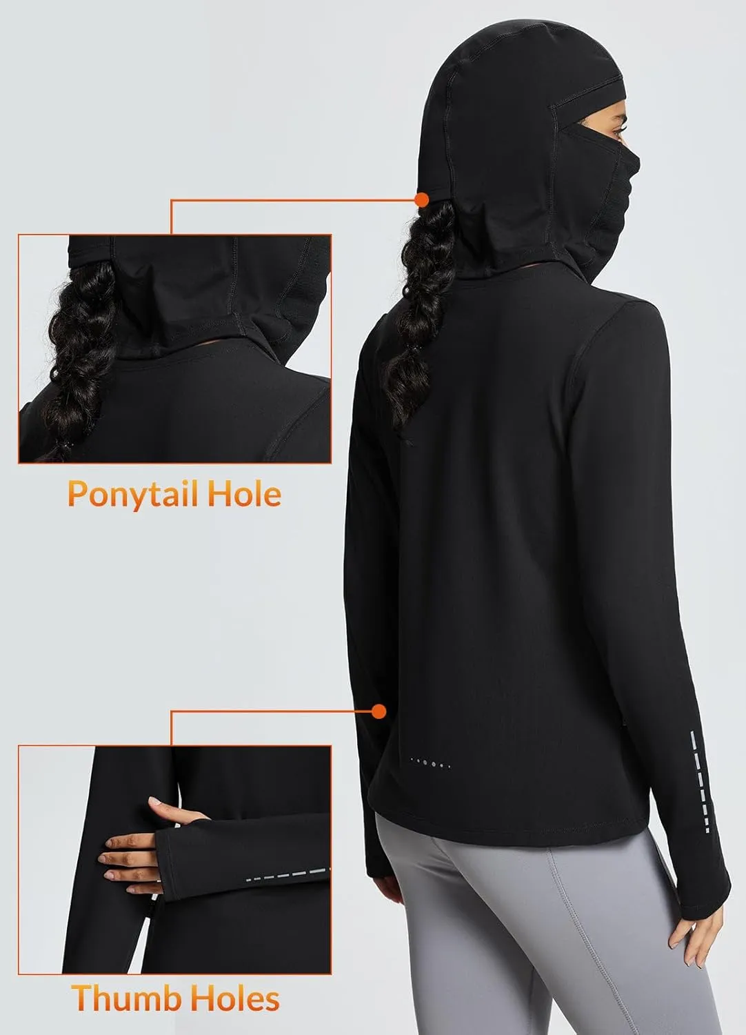 baleaf Thermal Long Sleeve Women Shirts Winter Clothes Cowl Neck Warm Fleece Base Layer Tops with Balaclava and Thumbholes