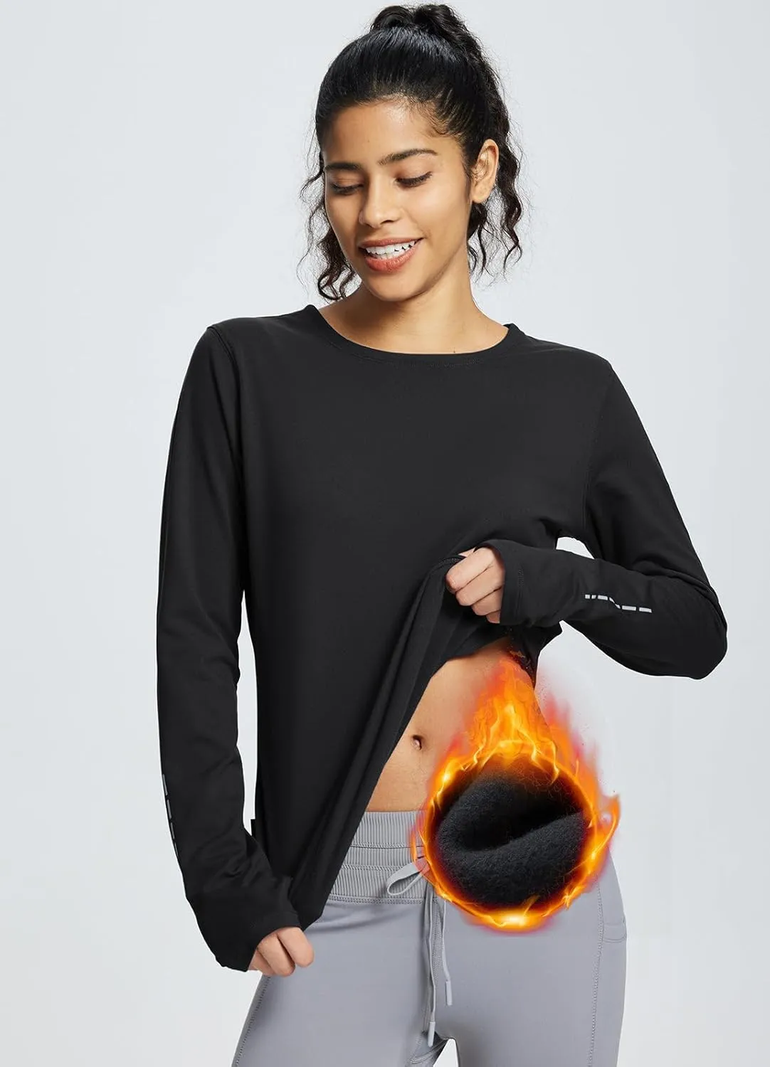 baleaf Thermal Long Sleeve Women Shirts Winter Clothes Cowl Neck Warm Fleece Base Layer Tops with Balaclava and Thumbholes
