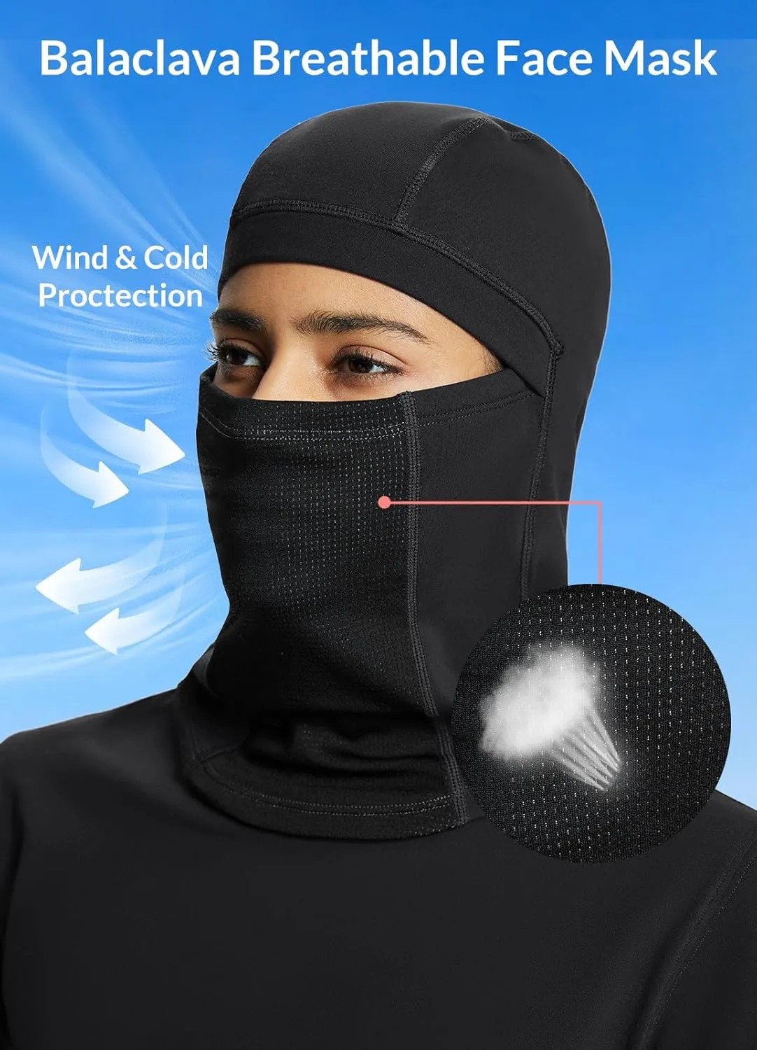 baleaf Thermal Long Sleeve Women Shirts Winter Clothes Cowl Neck Warm Fleece Base Layer Tops with Balaclava and Thumbholes