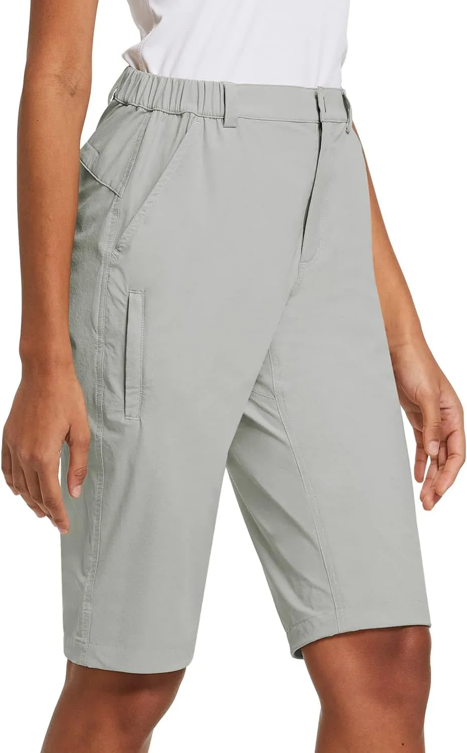 baleaf Women's Bermuda Knee Length Long Shorts for Summer Hiking Golf Camping Stretch Lightweight Nylon Quick Dry