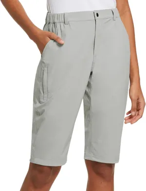 baleaf Women's Bermuda Knee Length Long Shorts for Summer Hiking Golf Camping Stretch Lightweight Nylon Quick Dry
