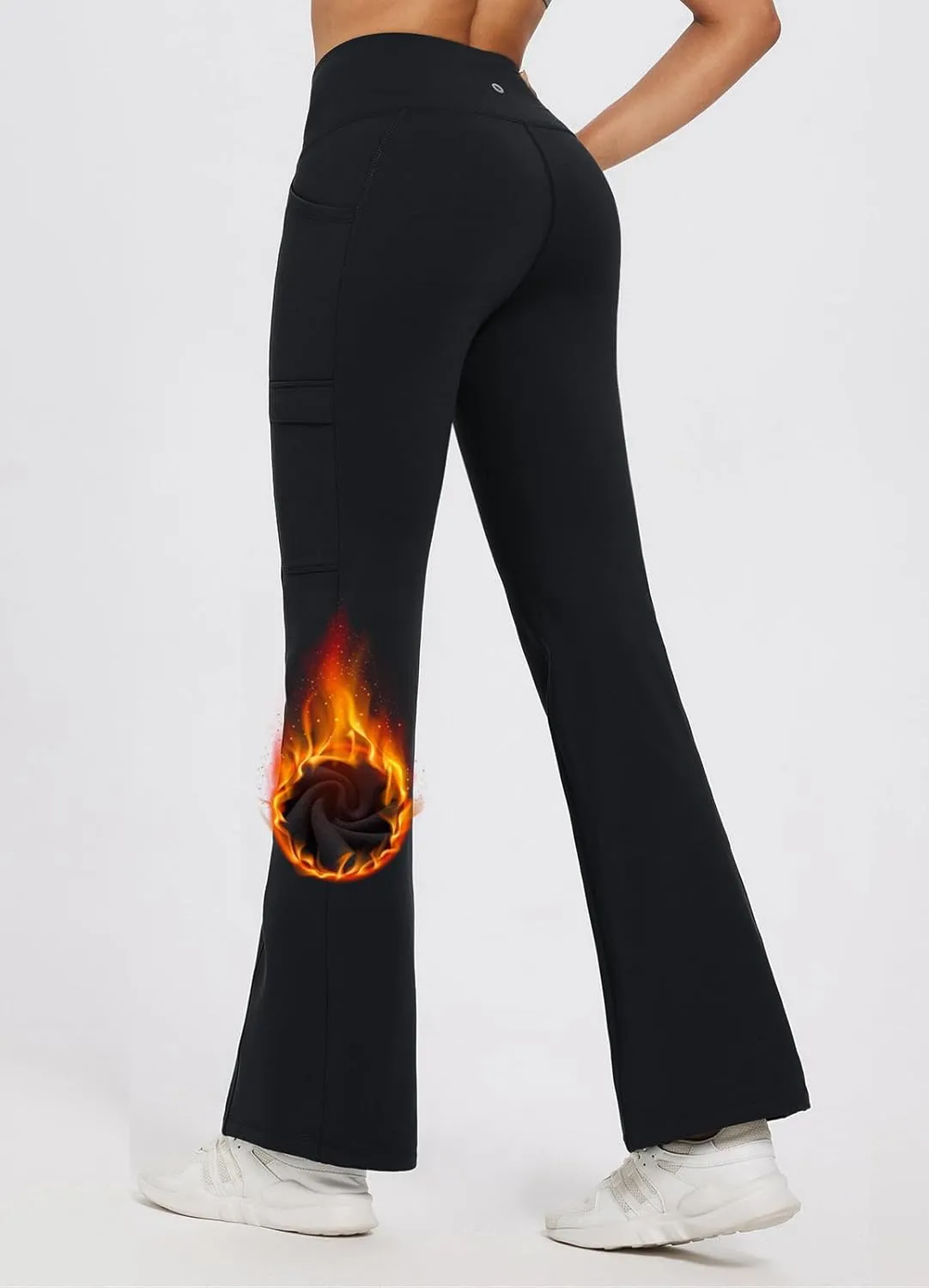 baleaf Women's Fleece Lined Pants Winter Thermal Water Resistant Crossover Flare Leggings Warm Bootcut Hiking Outdoor