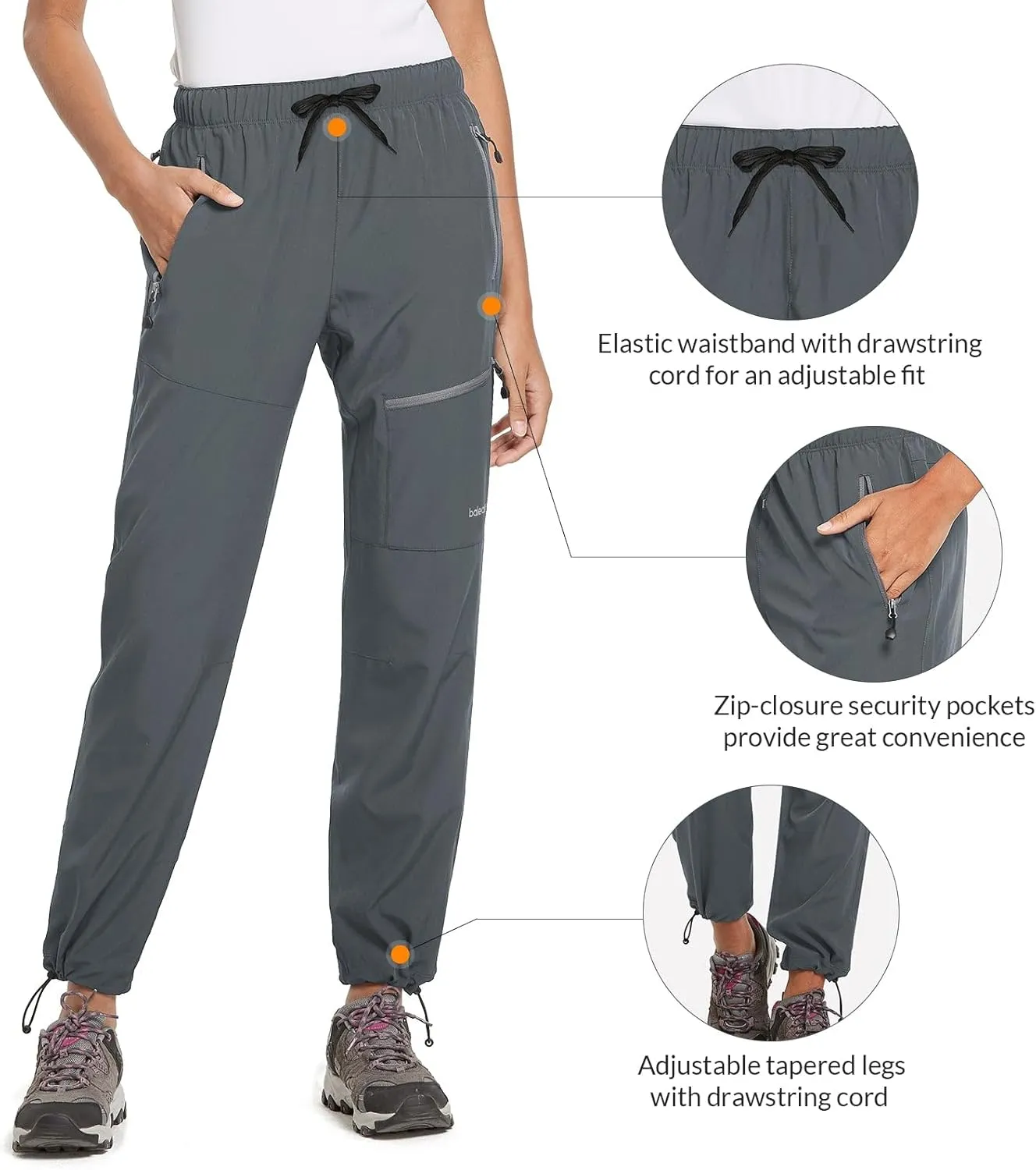 baleaf Women's Hiking Pants Quick Dry Lightweight Water Resistant Elastic Waist Cargo Pants for All Seasons