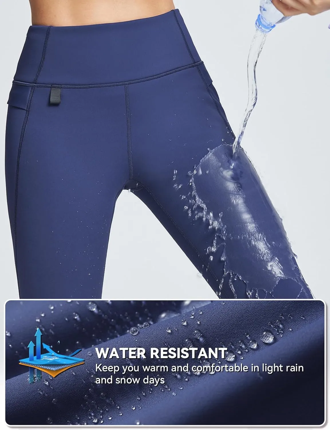 baleaf Women's Thick Fleece Lined Winter Leggings Thermal Warm Pants Water Resistant Hiking High Waisted