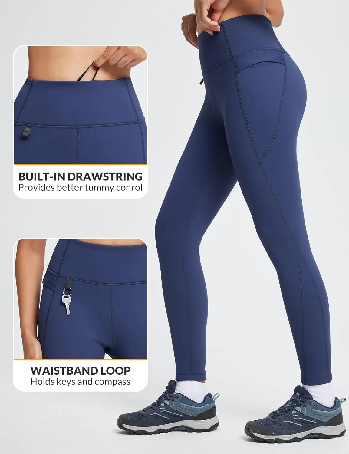 baleaf Women's Thick Fleece Lined Winter Leggings Thermal Warm Pants Water Resistant Hiking High Waisted