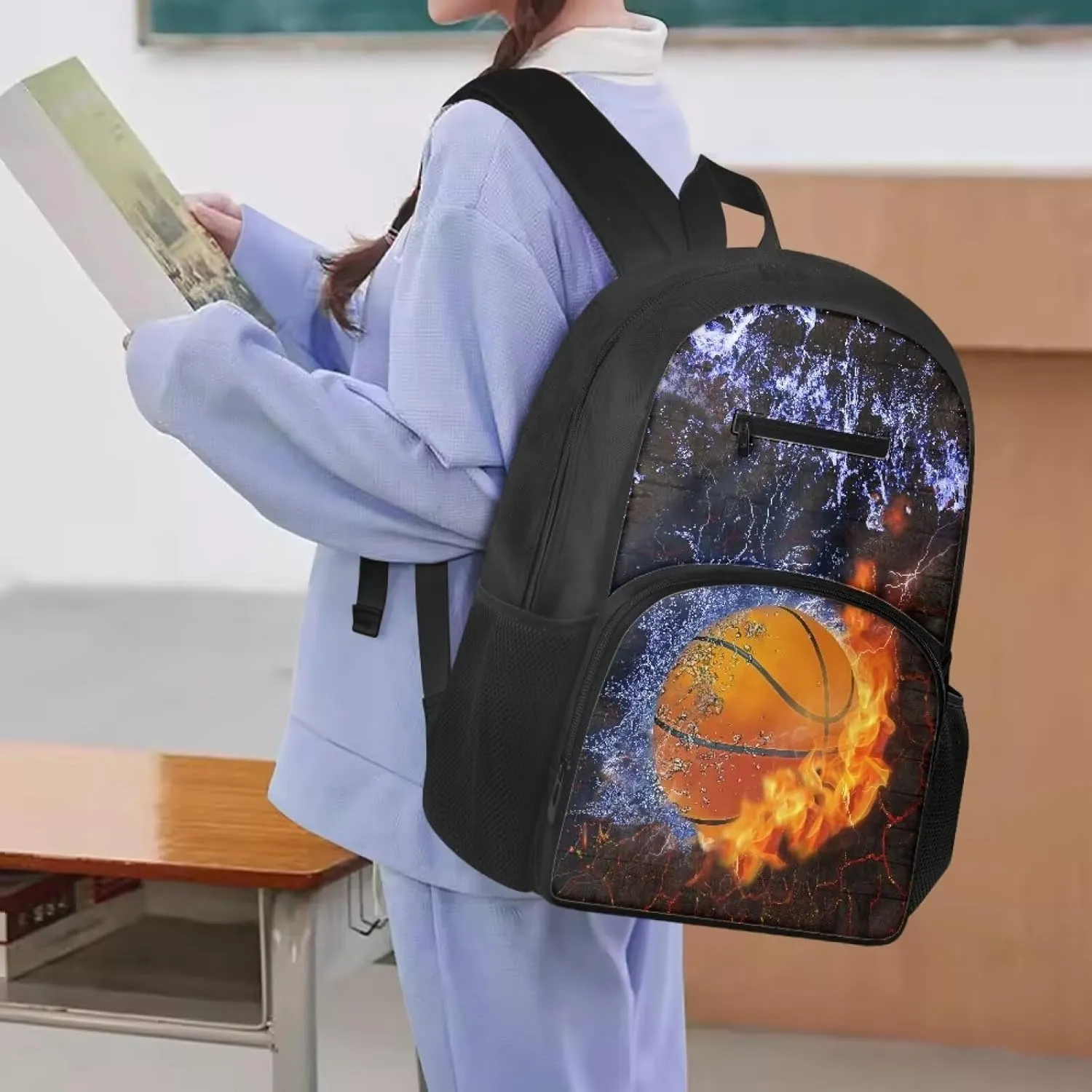 Basketball School Backpack for Boys 8-12 Cool Elementary Middle School Bookbags Lightweight Teen Book Bag Daypack for Girls Back to School Bag Mochilas Para NiñOs