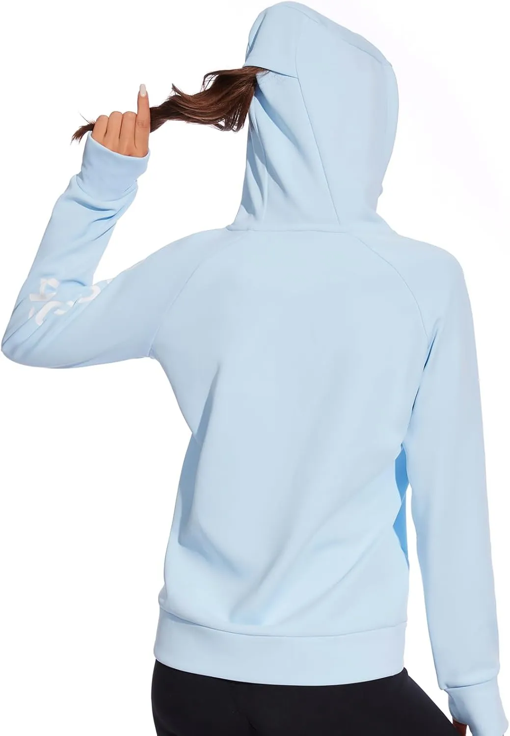 BASSDASH Women’s Fleece Fishing Hoodie with Neck Gaiter Water Resistant Performance Hiking Sweatshirt Pullover