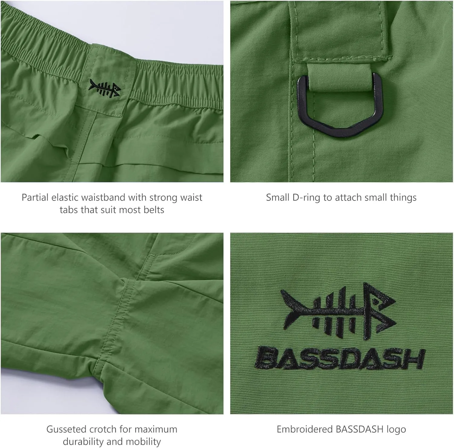 BASSDASH Youth 5" Fishing Shorts UPF 50  Water Resistant Quick Dry Boys Girls Hiking Cargo Shorts with Pockets FP03Y