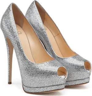 bbruriy Fashion Slip-On High Heeled Platform Pumps Stiletto Court Dressy Party Wedding Shoes 5.9" Heels for Unisex Women Men Plus Size 34-46