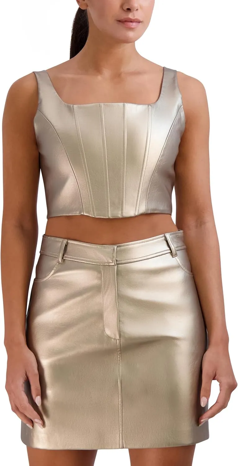 BCBGeneration Women's Sleeveless Square Neck Cropped Tank Top