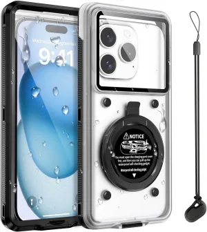 Beasyjoy Waterproof Phone Case, Underwater Snorkeling Diving Phone Case, Universal Self-Check Water Proof Case Up to 6.9 Inch for iPhone 16/15/14/13/12/11 and Samsung S24/S23/S22/Google Series - Black